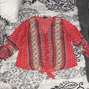 West Kei Red Patterned Blouse